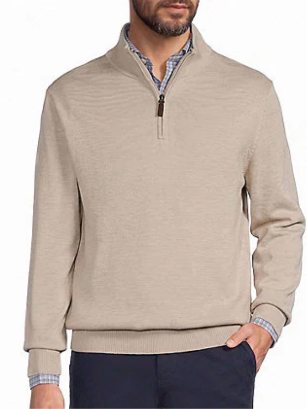 NWT Roundtree and Yorke 1/4 Zip Mock Neck Pullover Sweater